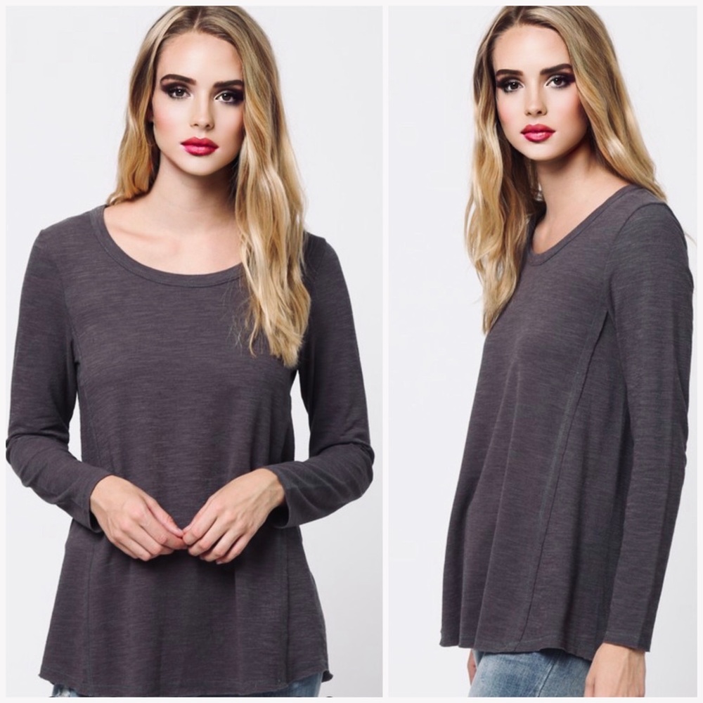 GRAY LONG SLEEVE TOP - Picture 4 of 10